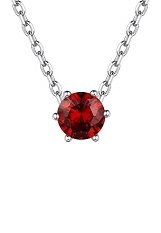 catchy silver round rolo chain January birthstone baby necklace